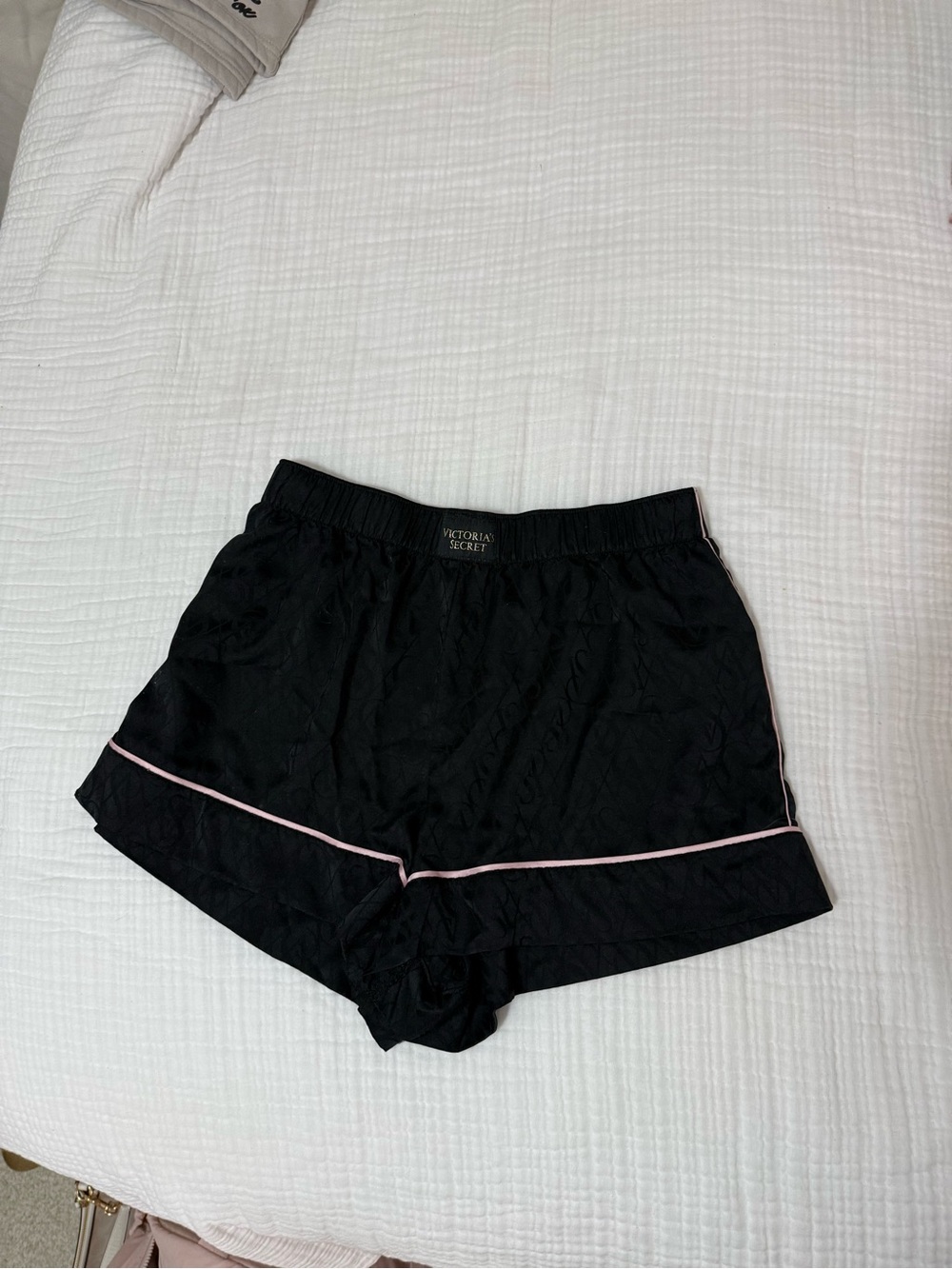 Victoria's Secret Black Pajama Shorts with Pink Piping